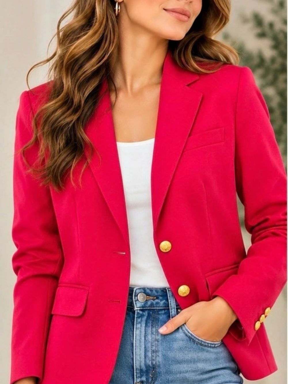 Banana Republic Gold Button Blazer Pink Size 6